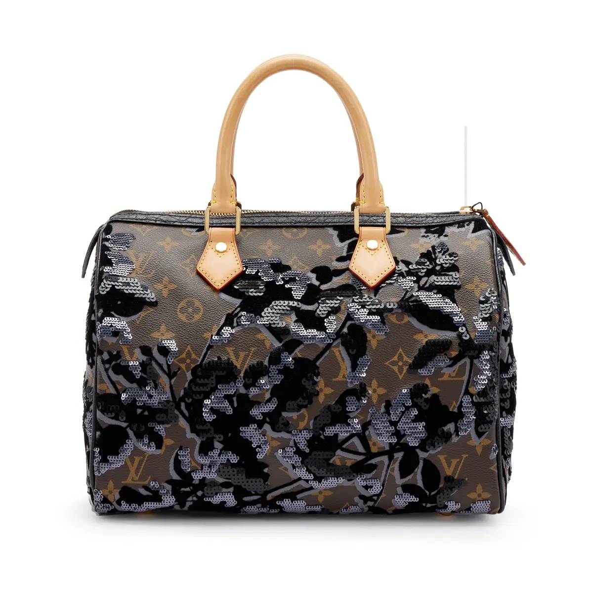 Brown Monogram Coated Canvas, Velvet and Sequin Fleur de Jais Speedy