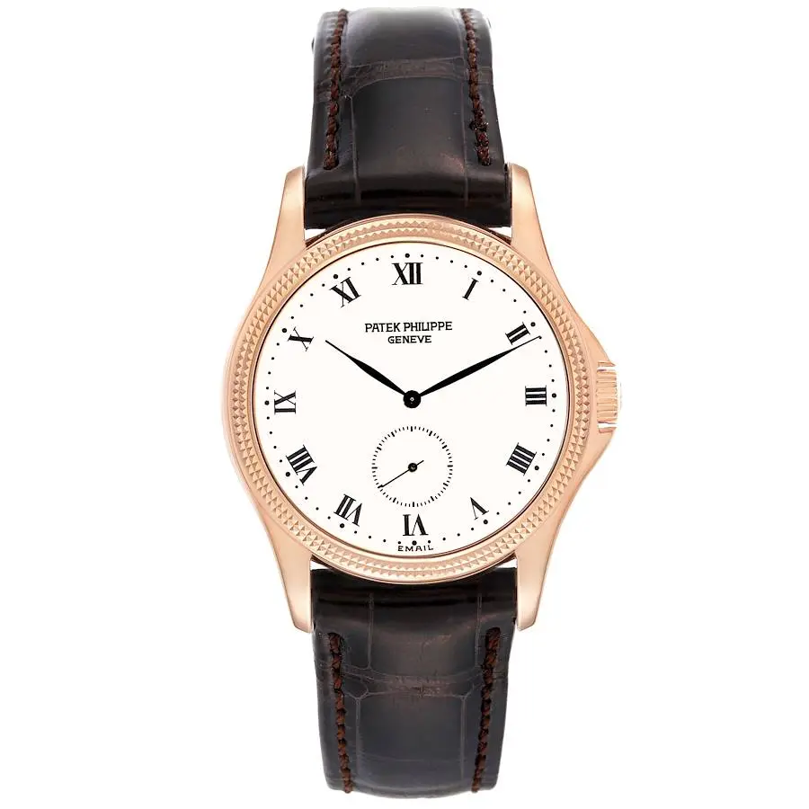 Calatrava (Reference 5115R-001). A 35mm rose gold manual wind wristwatch.