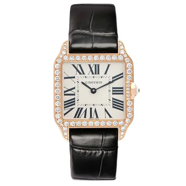 Santos Dumont (Reference WH100351). A 31mm rose gold diamond-set quartz