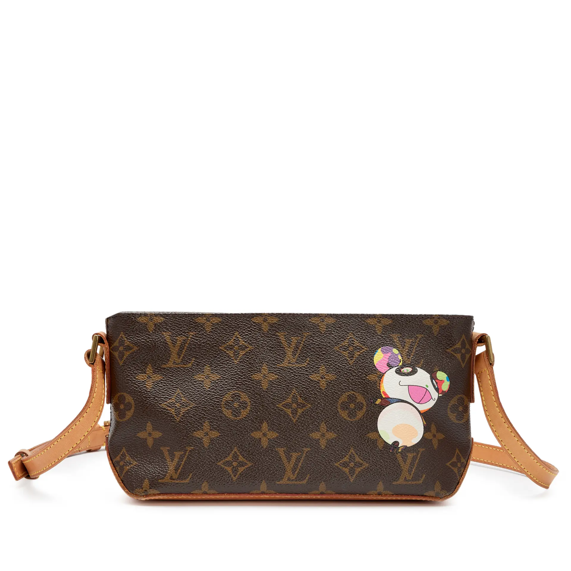 Takashi Murakami Brown Monogram Coated Canvas Panda Trotteur Bag Gold
