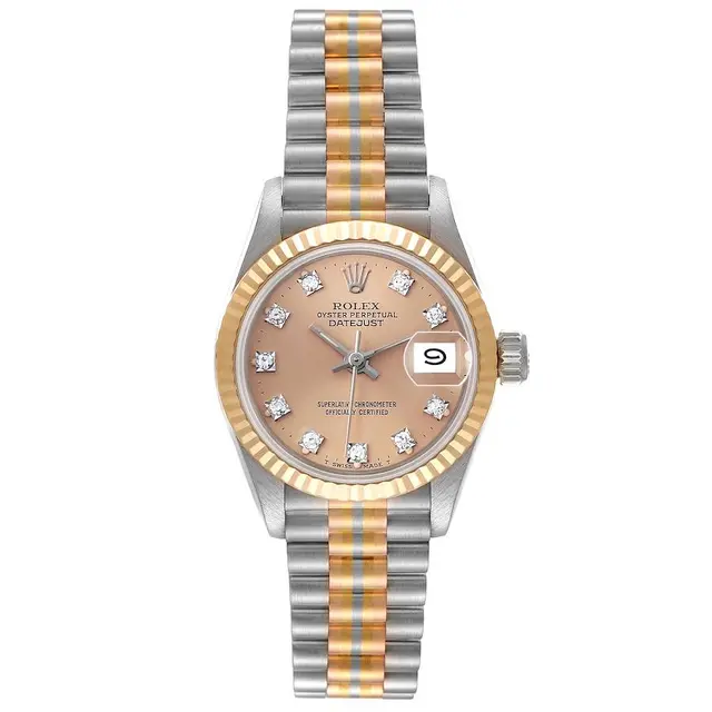 President Datejust 'Tridor' (Reference 69179). A 26mm tri-color gold