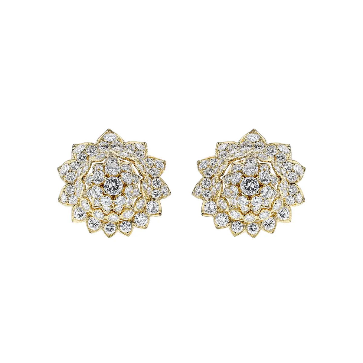 Vintage Gold and Diamond Earclips