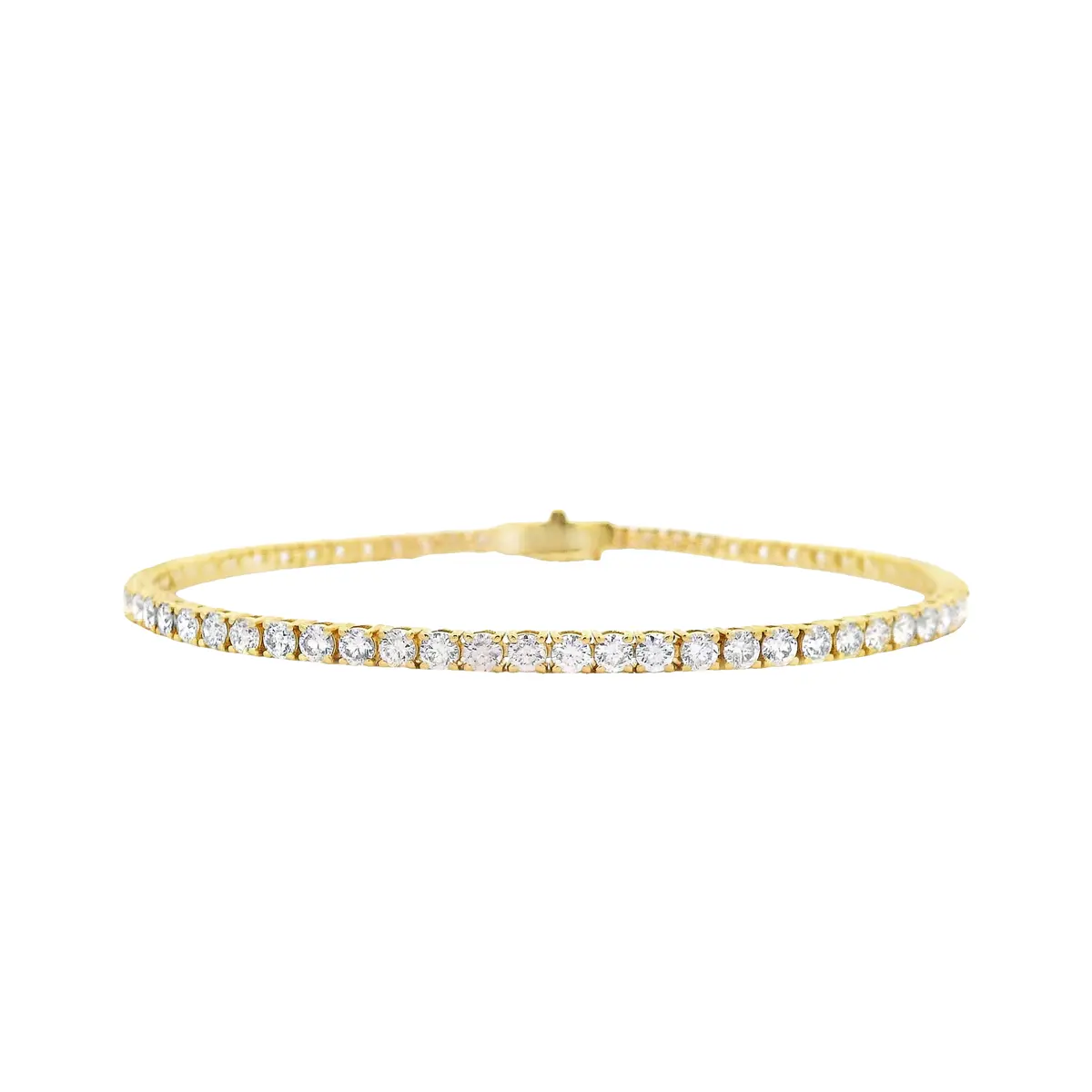 Gold and 4.05ctw Round Brilliant Cut Diamond Tennis Bracelet