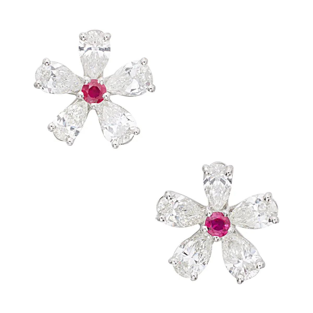 Platinum, Ruby and Diamond Earrings