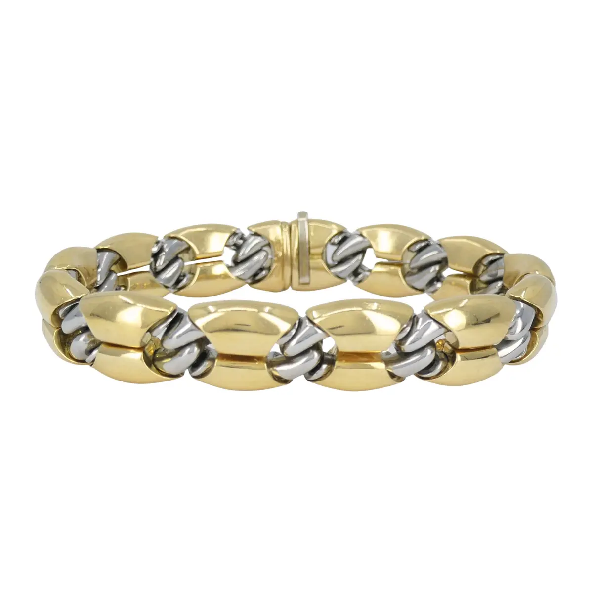 Vintage Gold and Stainless Steel Oro Acciaio Link Bracelet