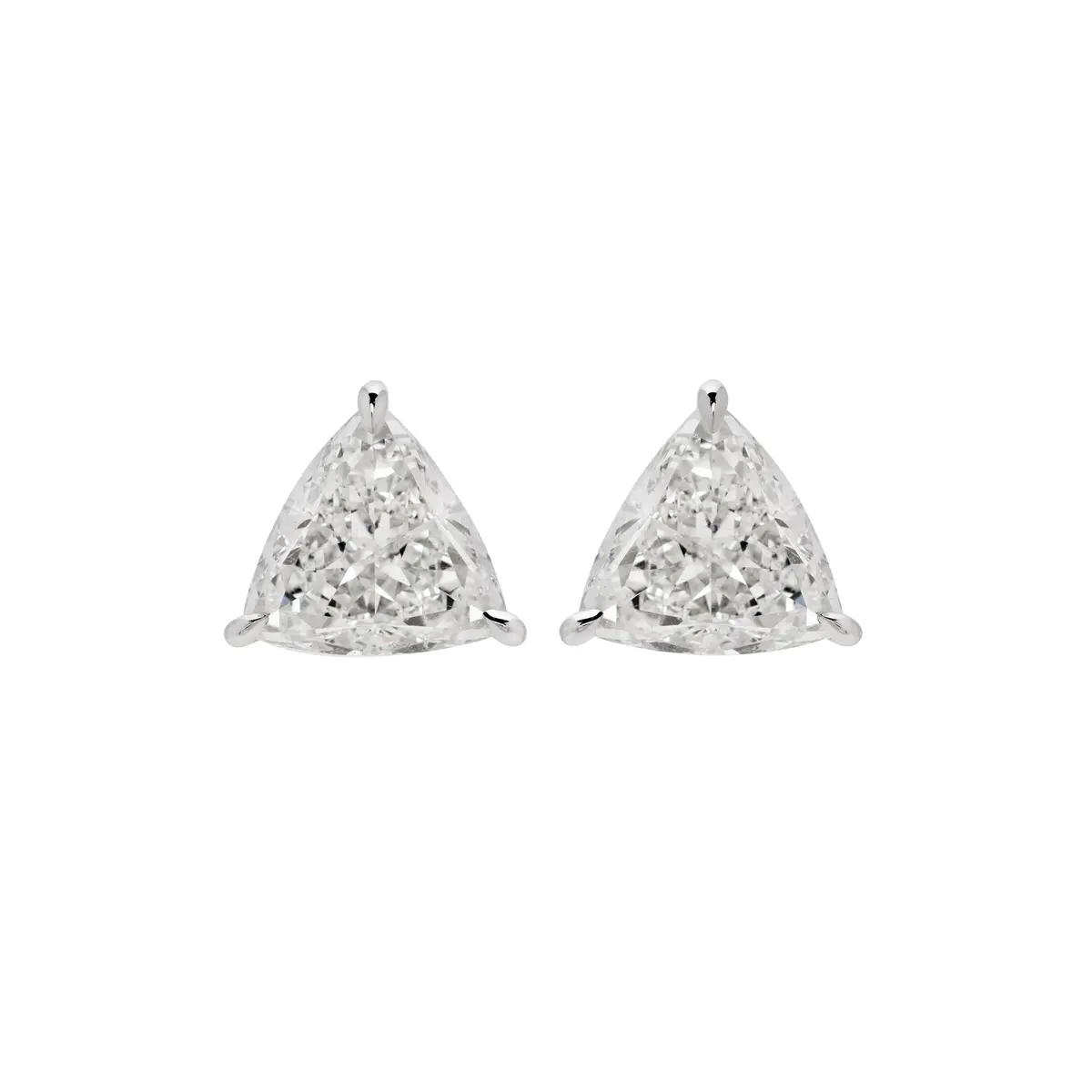 White Gold and 3.43ctw Trillion Cut Diamond Stud Earrings