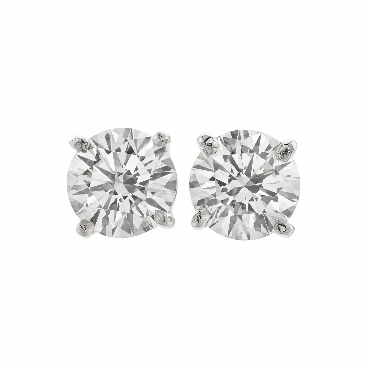 Platinum and 2.11ctw Round Brilliant Cut Diamond Stud Earrings
