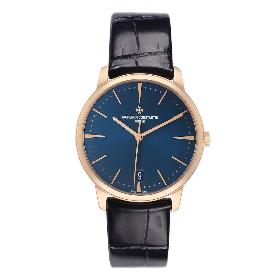 Patrimony (Reference 4100U). A 36mm rose gold automatic wristwatch with date.