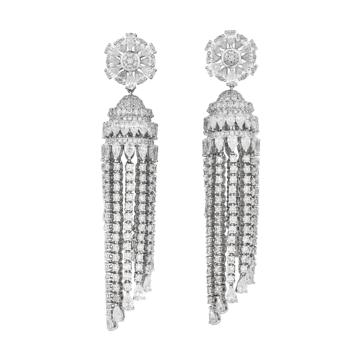 White Gold and Diamond Chandelier Earrings