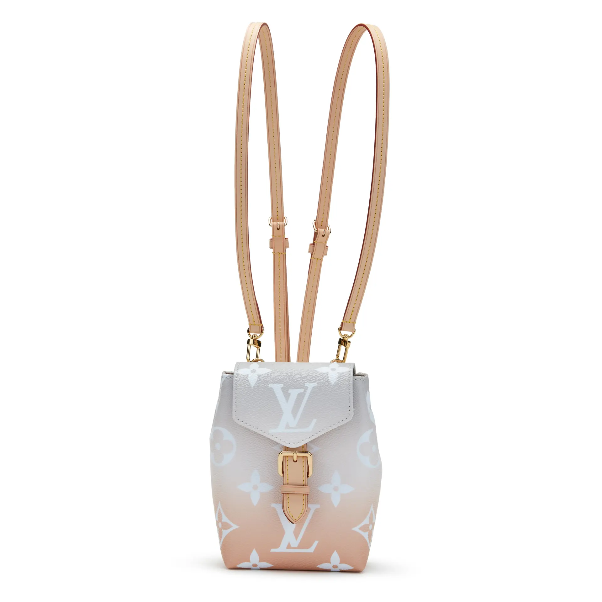 Mist Gray Giant Monogram Coated Canvas By The Pool Backpack Tiny Gold Hardware
