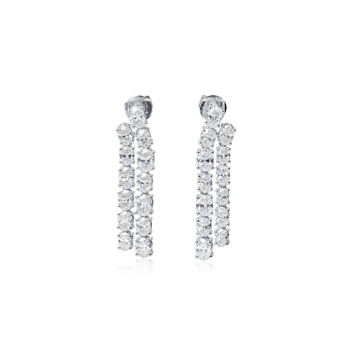 White Gold and Oval Cut Diamond Drop Earrings