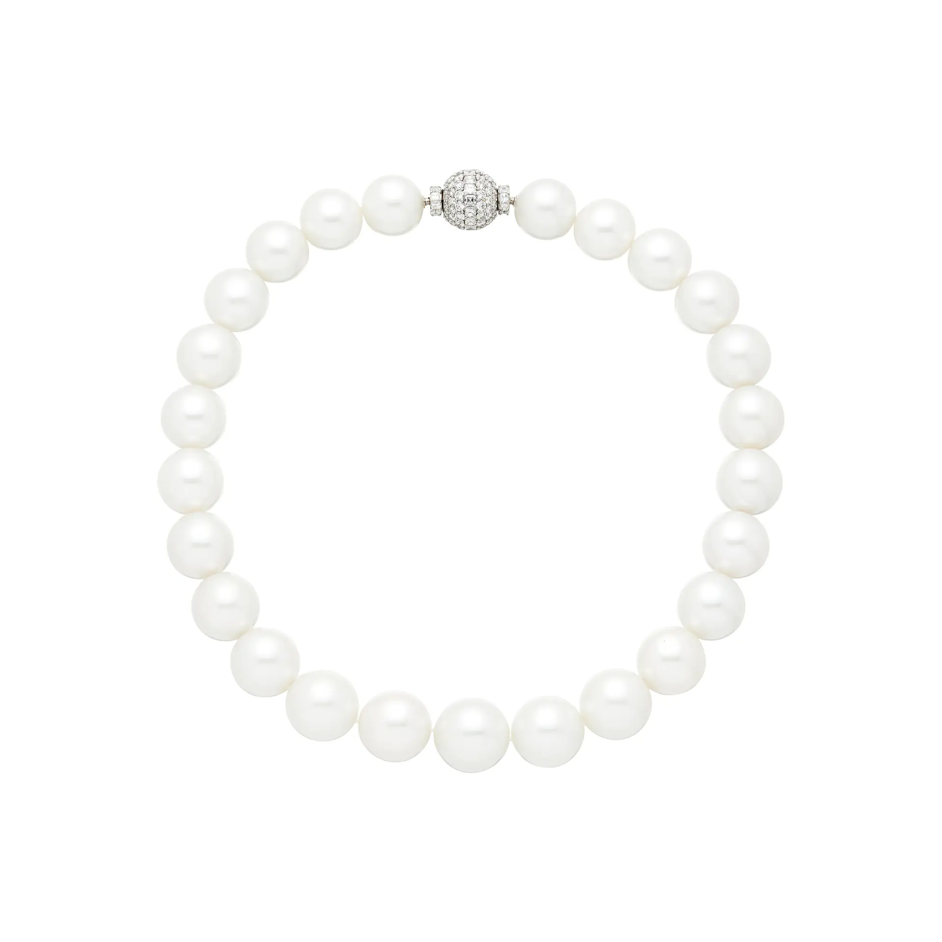 Platinum, South Sea Cultured Pearl and Diamond Necklace