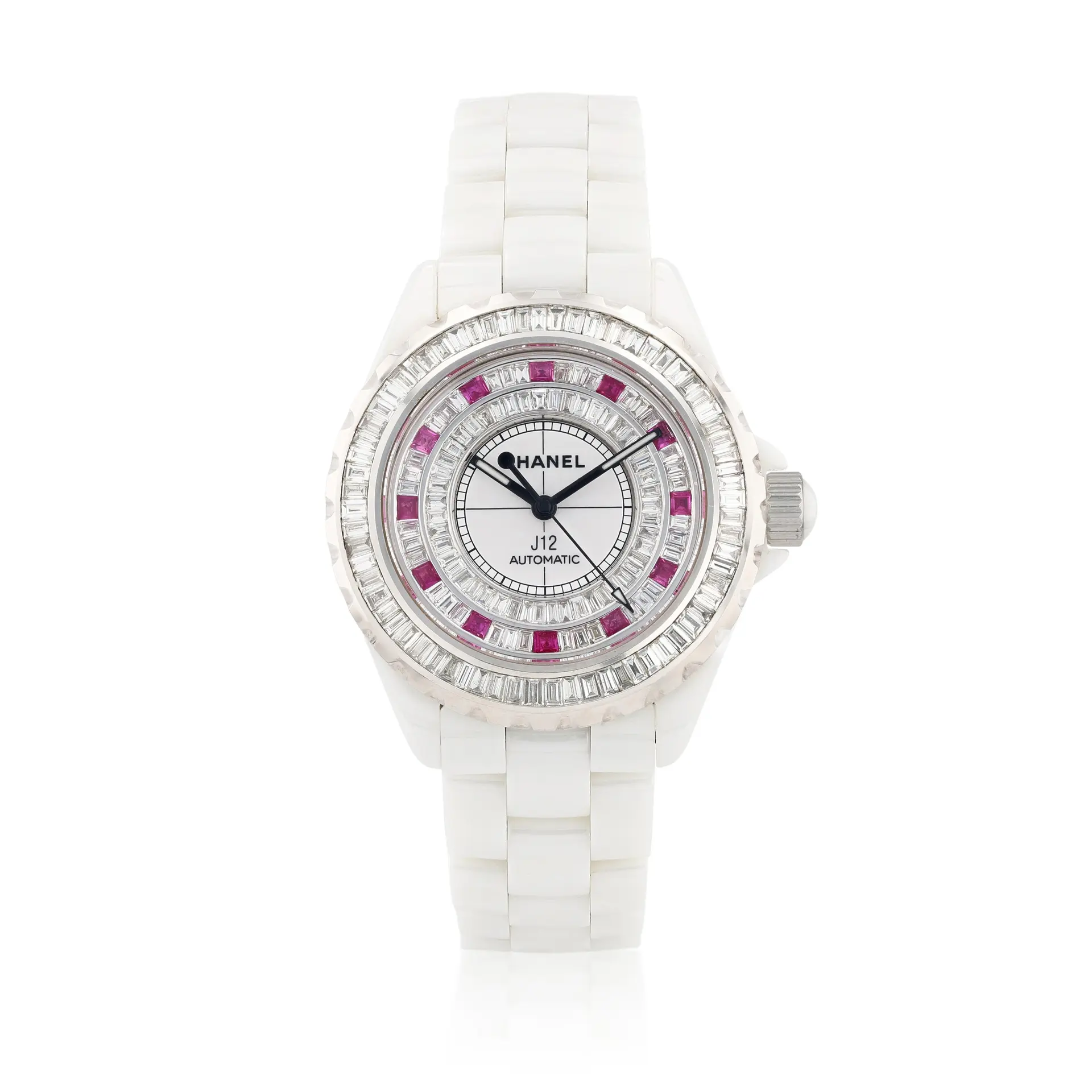 Montre bracelet de dame céramique, diamants et rubis, "J12" | Lady's