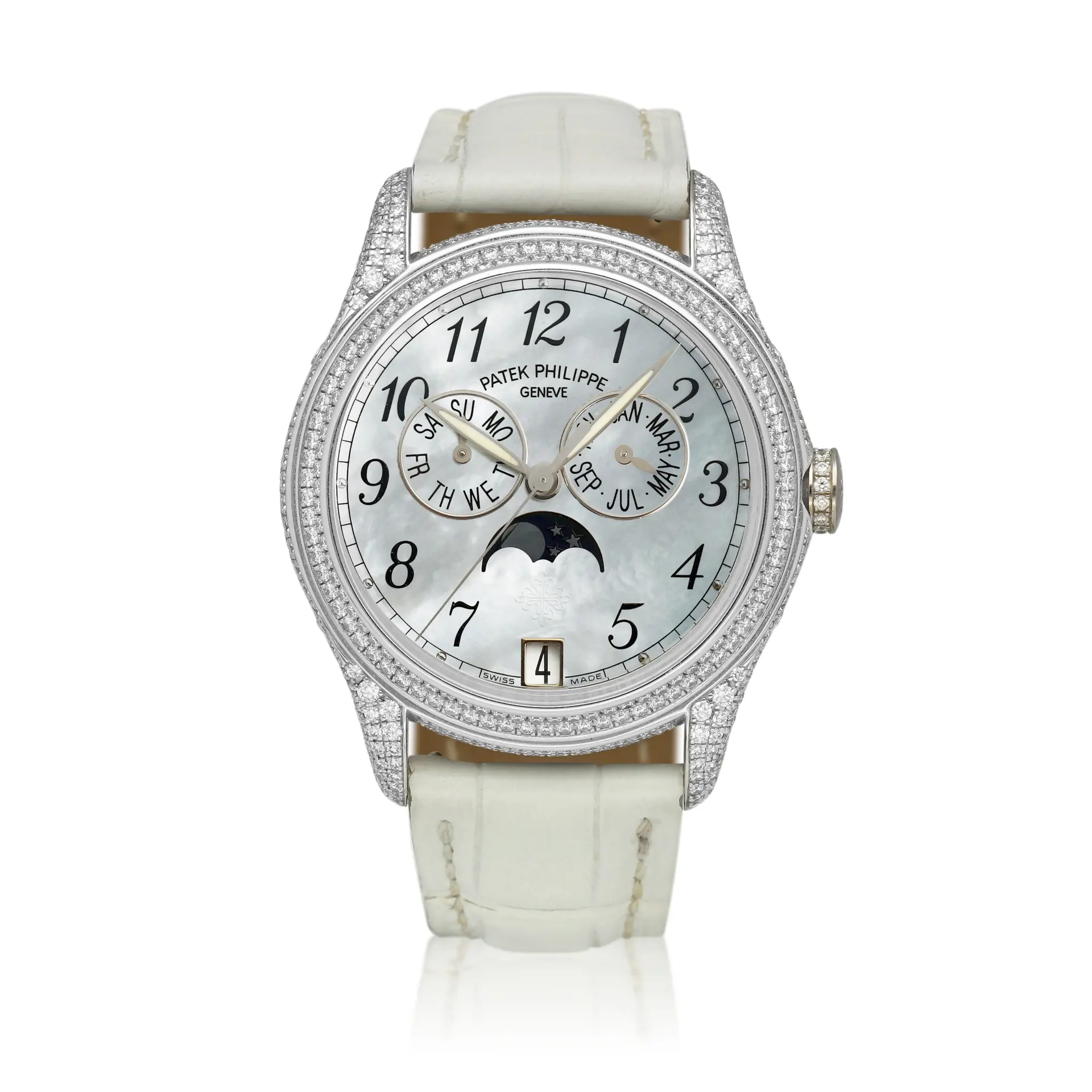 Complications (Reference 4937). A 37mm white gold diamond-set automatic