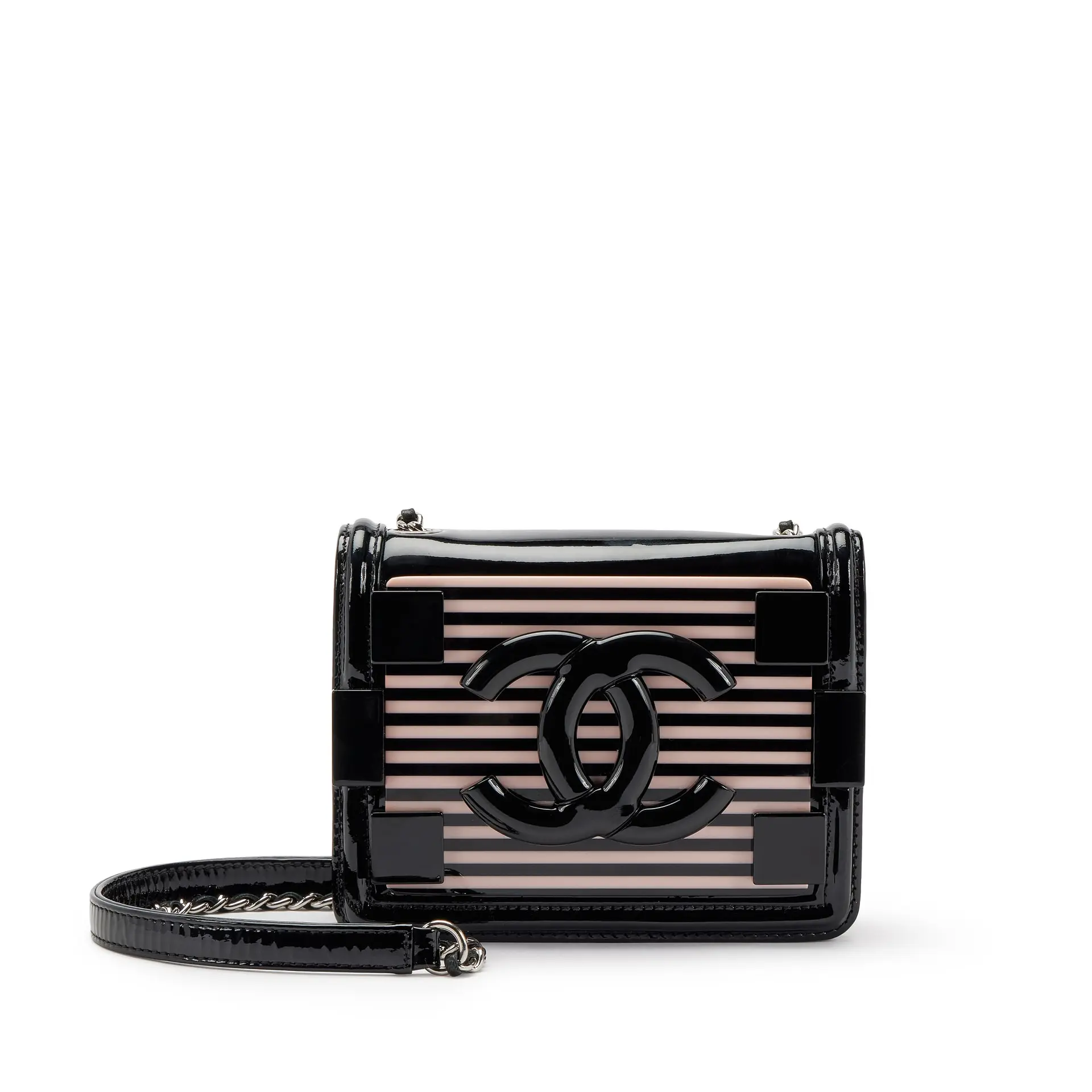 Pink and Black Plexiglass and Leather Boy Brick Flap Bag Silver Hardware, 2014