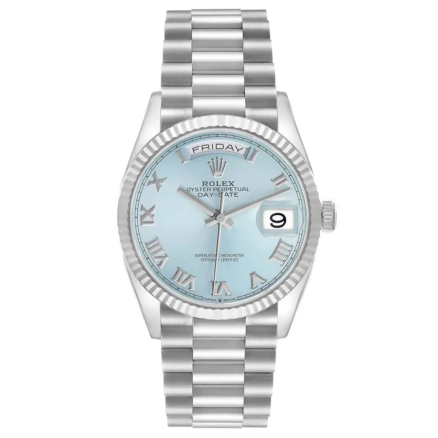 President Day-Date 'Ice Blue' Dial (Reference 128236). A 36mm platinum