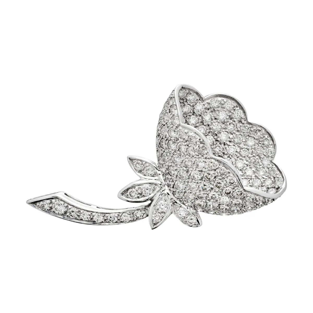 White Gold and Diamond Floral Pendant Brooch