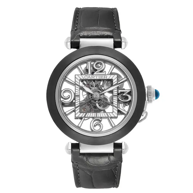 Pasha de Cartier (Reference WHPA0017). A 41mm black ADLC stainless