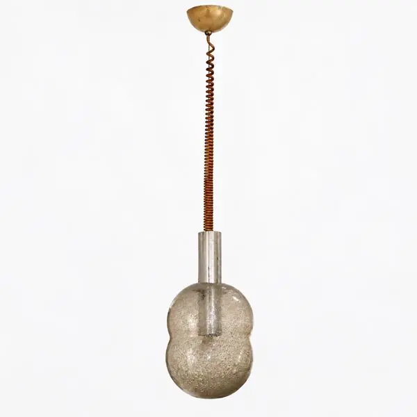 Lampadario Bilobo con struttura in metallo e diffusore in vetro pulegoso