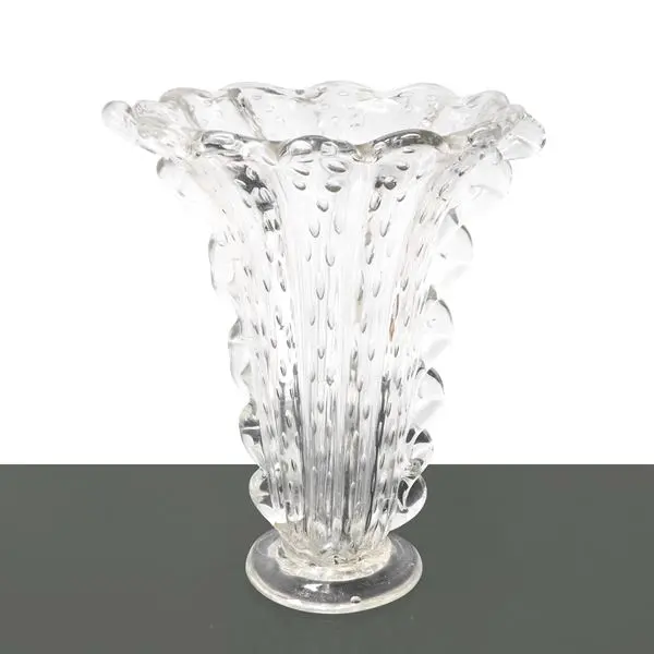 Vaso in vetro di Murano bullicante a ventaglio - Barovier e Toso