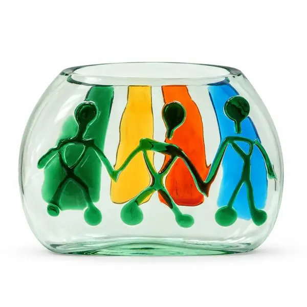 Vaso in vetro di Murano con inserti in vetro policromo, 1960 - Fulvio