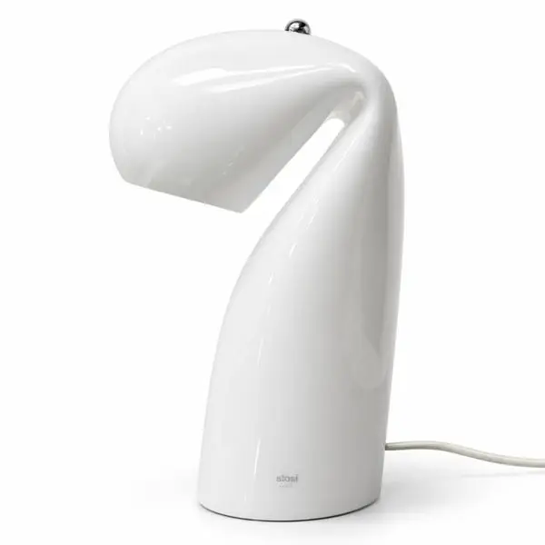 Lampada da tavolo mod. Bissa in vetro opalino - Vistosi © (Murano, 1989)