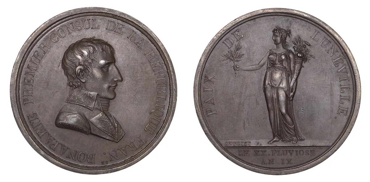 FRANCE, Paix de Lunéville [Peace of Lunéville], 1801, a copper medal