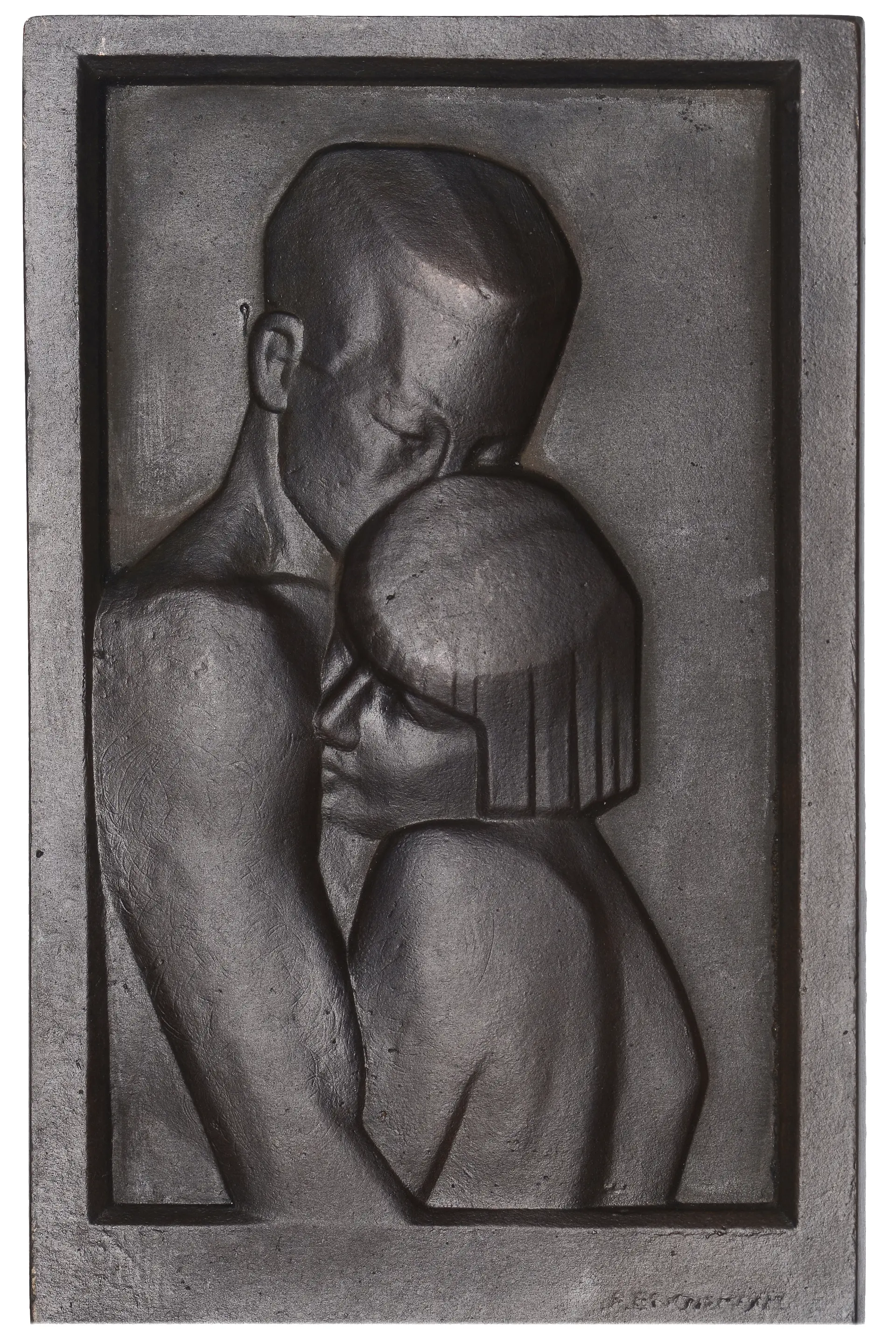 FRANCE, Le Couple [The Couple], c. 1927, an Art Nouveau uniface bronze