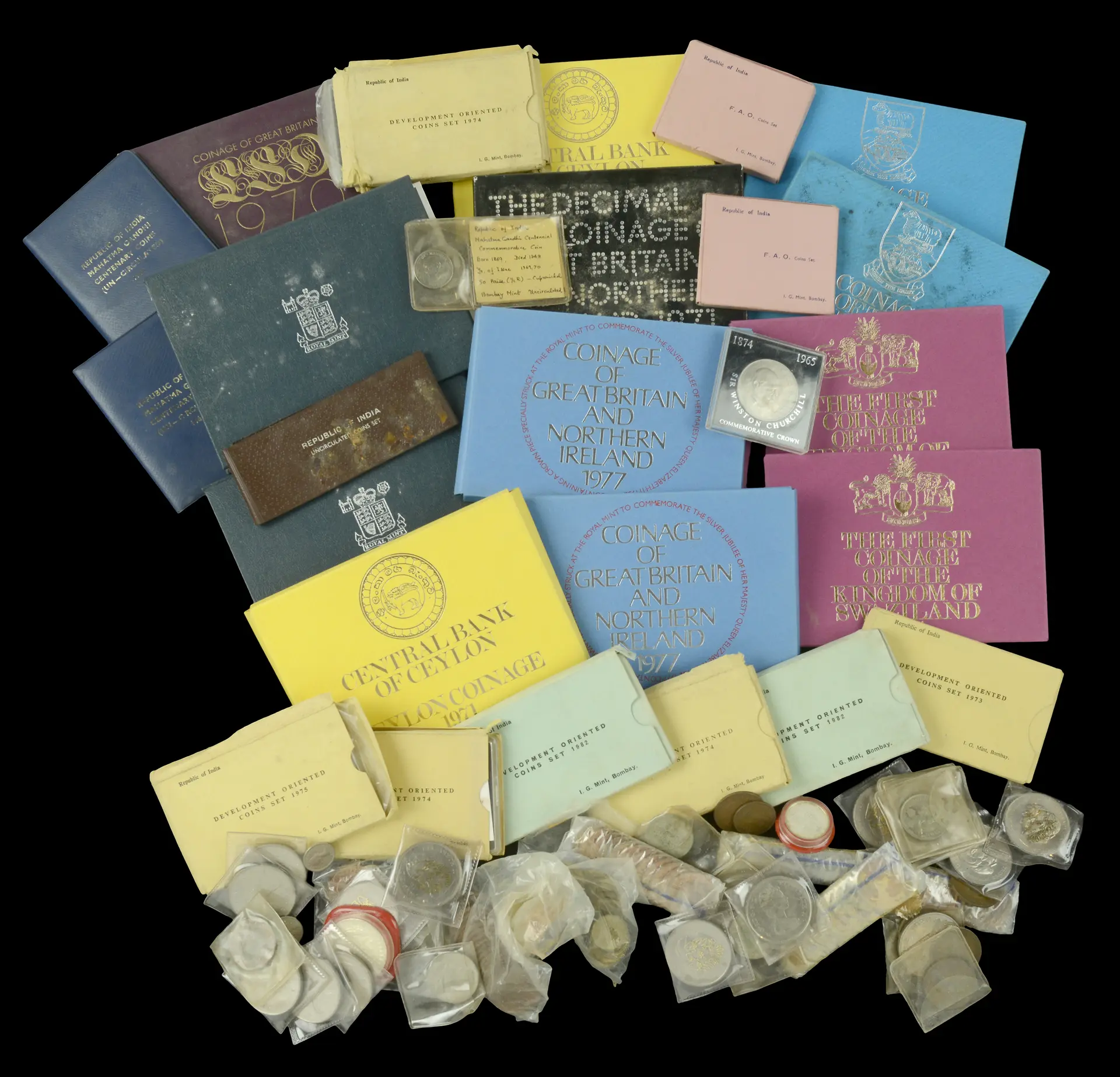 Miscellaneous British and world coins and proof sets, mostly twentieth
