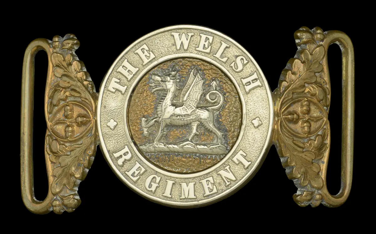 Welsh Regiment, Officer’s Waist Belt Clasp. A very good and scarce