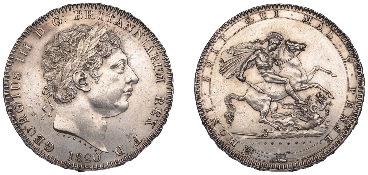 George III (1760-1820), New coinage, Crown, 1820, edge lx (ESC 2016;