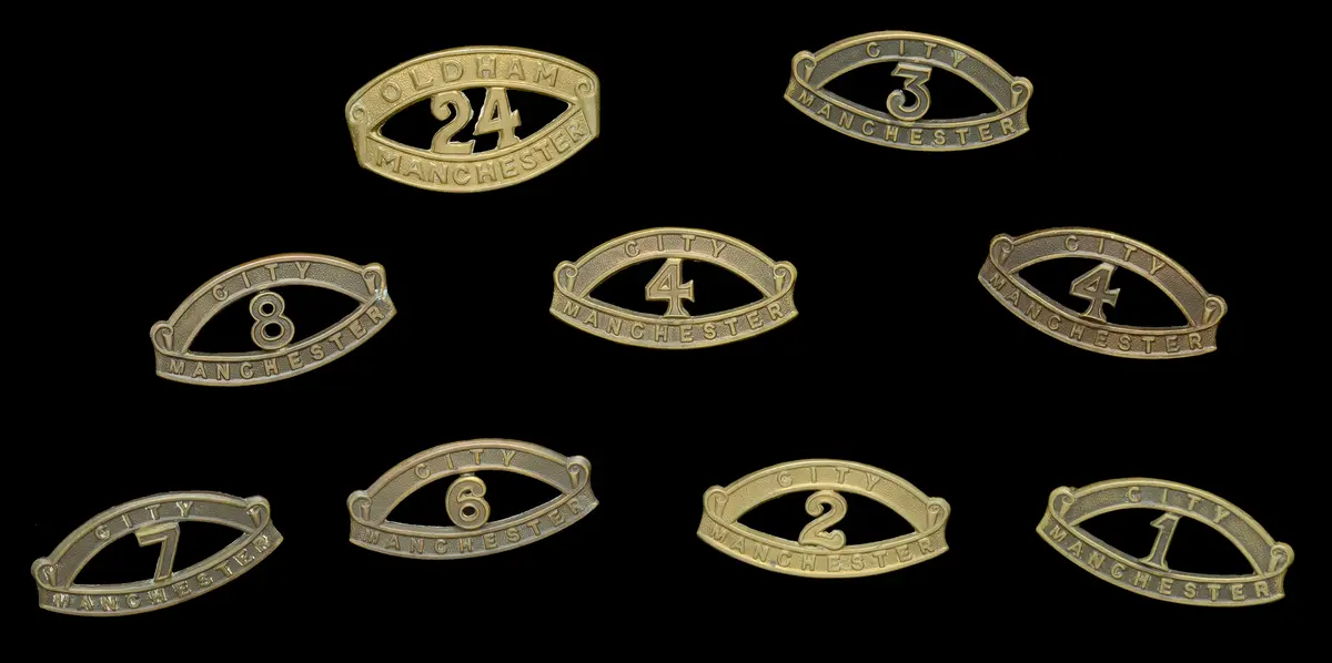 Manchester Regiment, City Battalions, Assorted Shoulder Titles. A