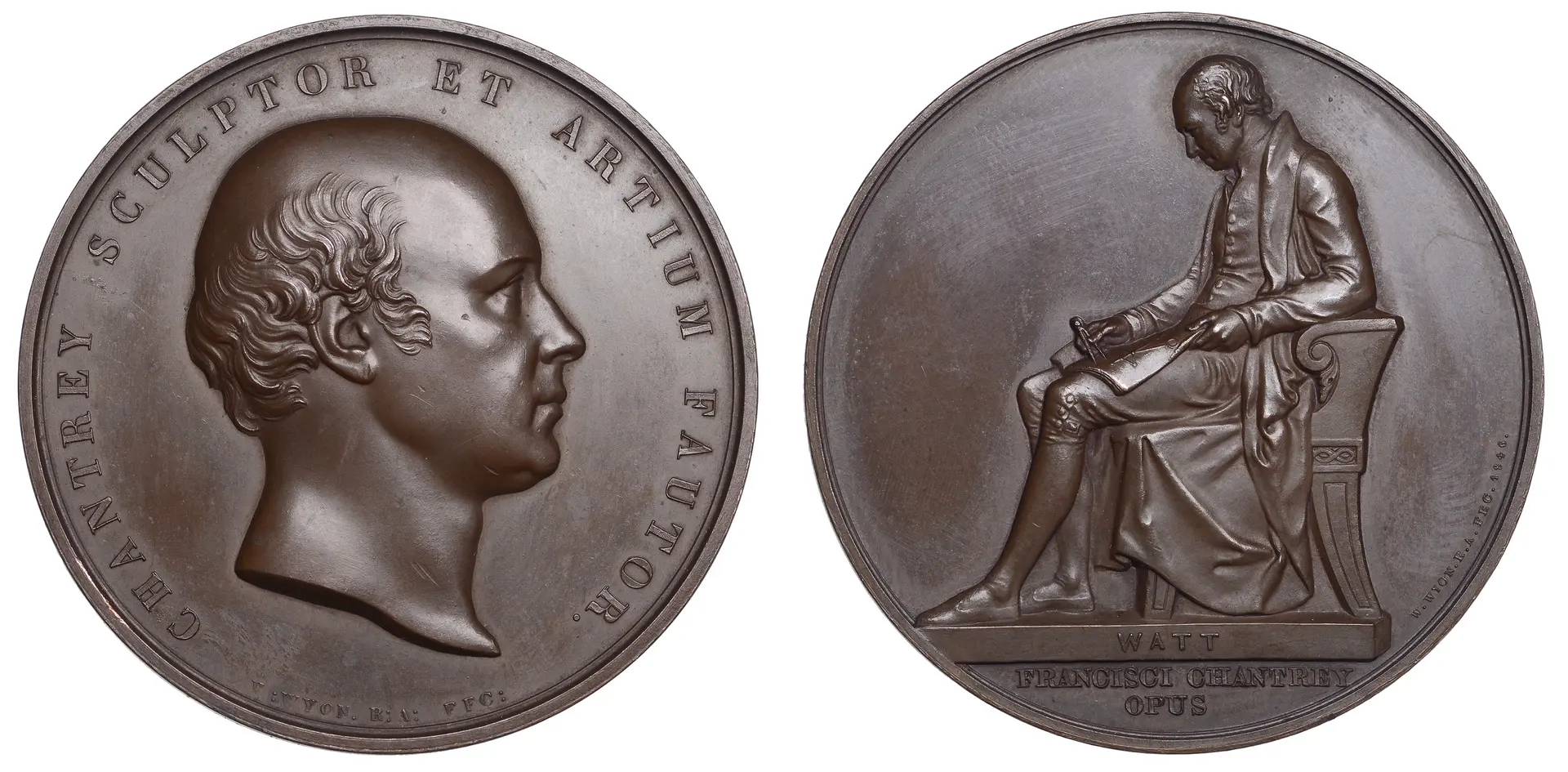 Sir Francis Chantrey, 1843 [struck 1846], a copper medal by W. Wyon