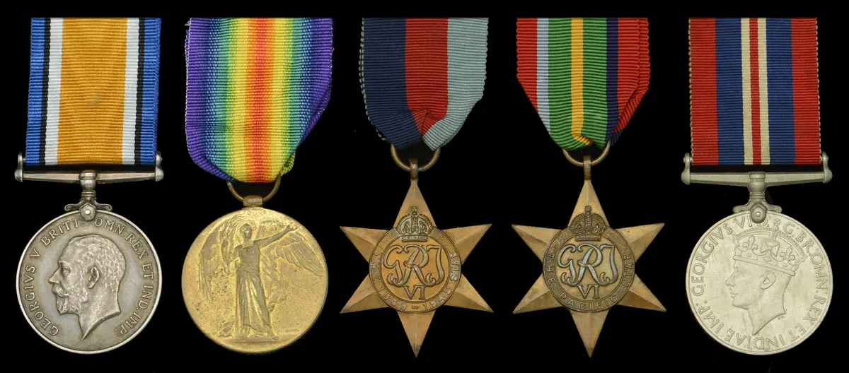 Family Group: Pair: Private T. W. Bivans, West Yorkshire Regiment