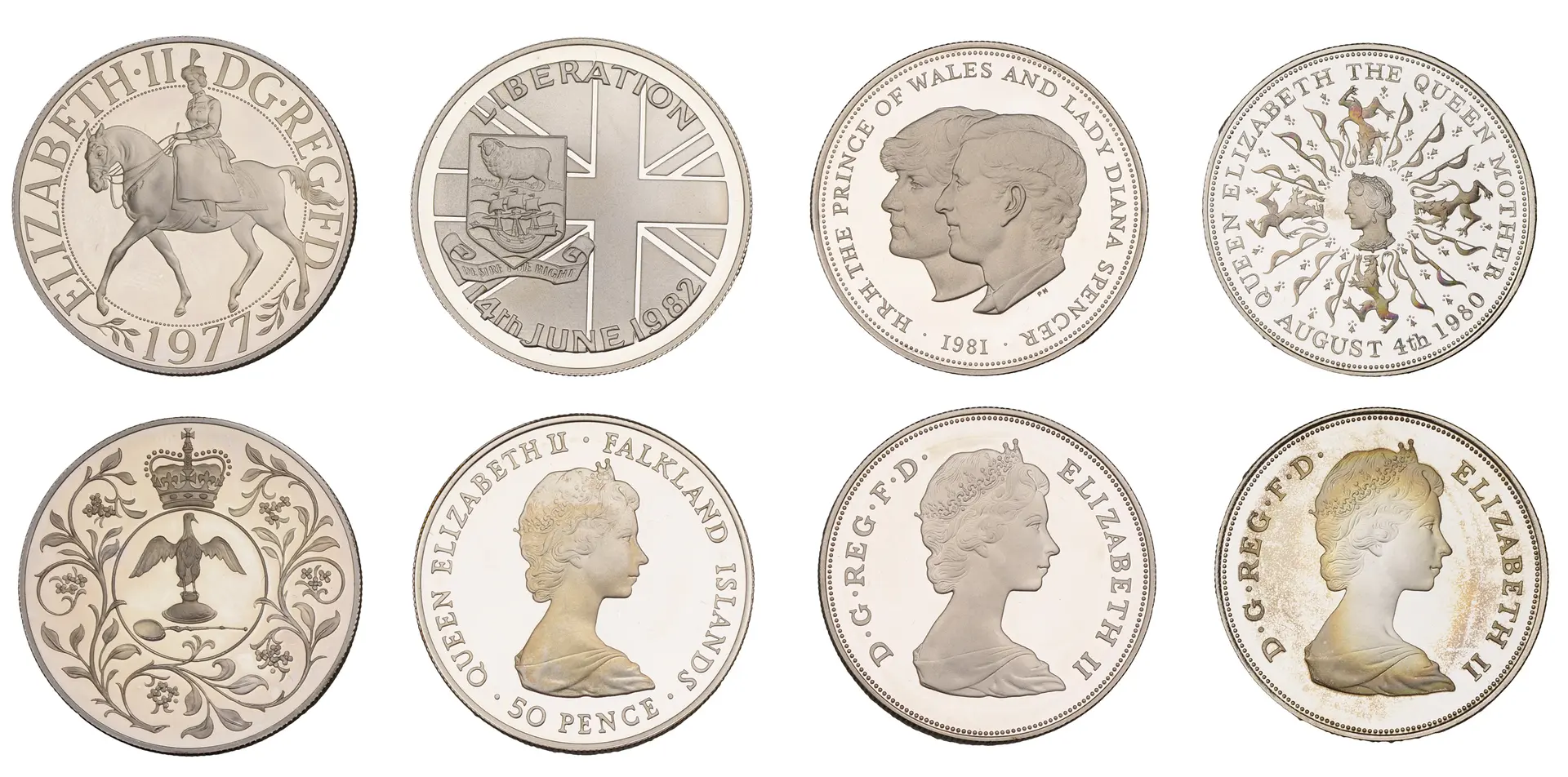 Elizabeth II, Proof Crowns (3), 1977, Silver Jubilee, 1980, Queen