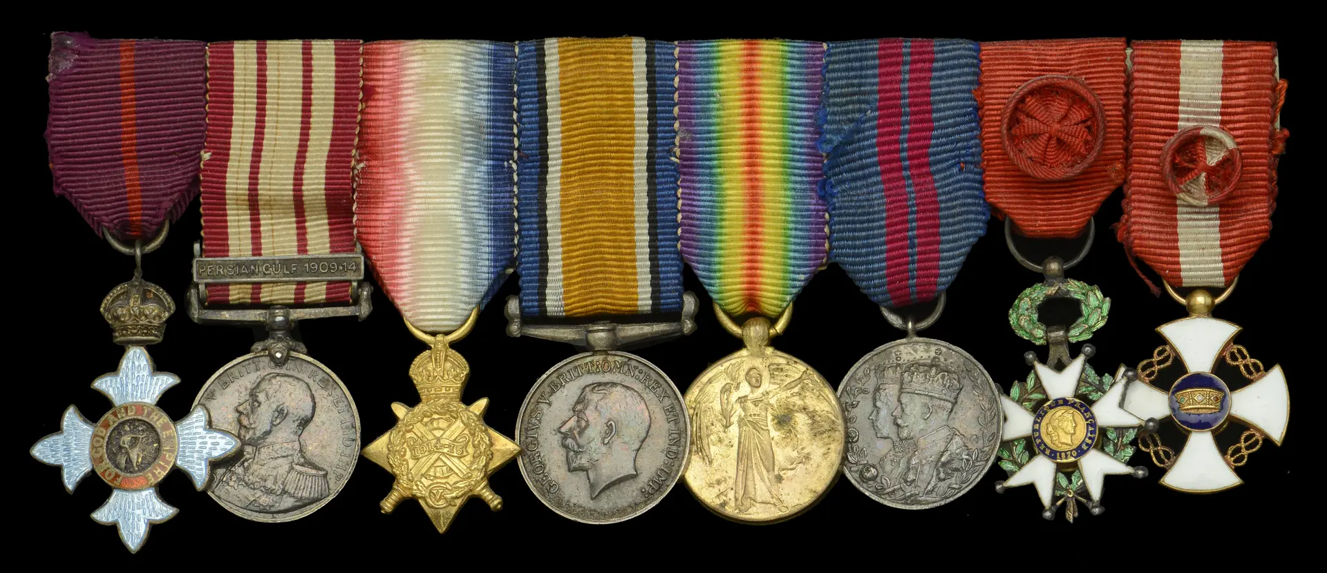 A Great War C.B.E. mounted group of eight miniature dress medals attributed