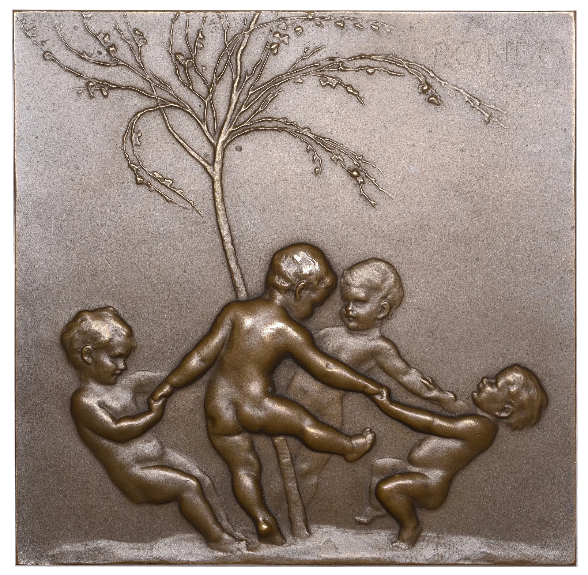 AUSTRIA, Rondo, 1907, an Art Nouveau uniface square bronze plaque