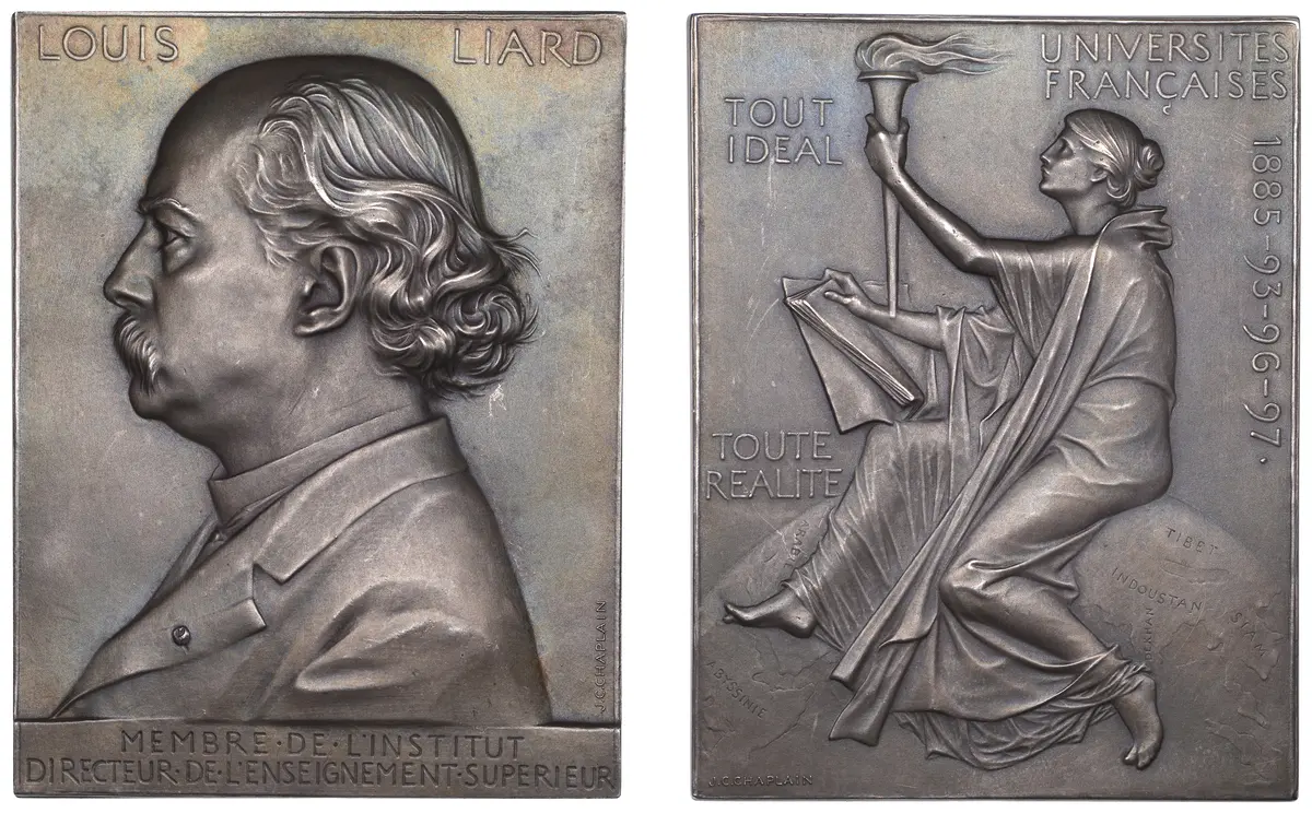 FRANCE, Louis Liard, 1899, an Art Nouveau silver plaque by J.-C. Chaplain