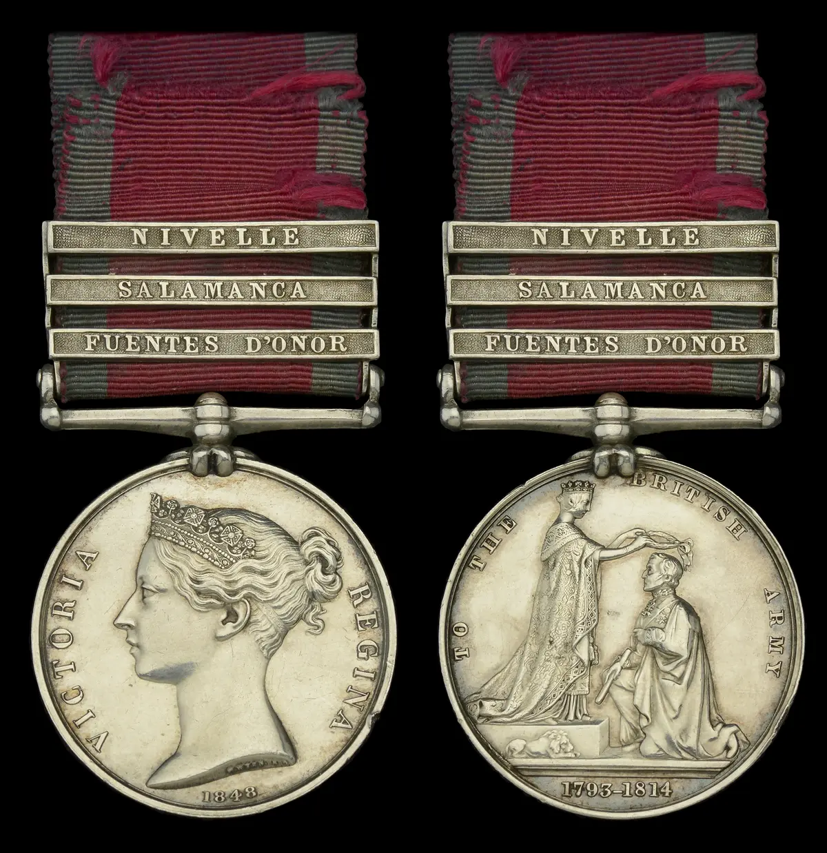 The Peninsula War medal awarded to Lieutenant Henry Scott, 95th Foot