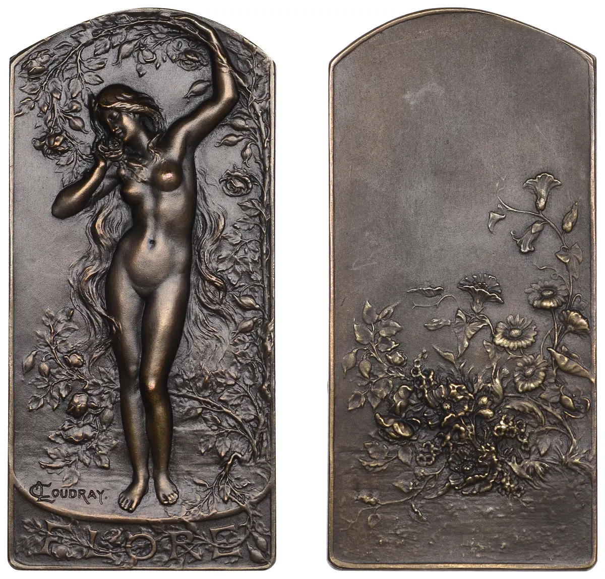 FRANCE, Flore [Flora], 1905, an Art Nouveau bronze plaque by M.-A.-L.