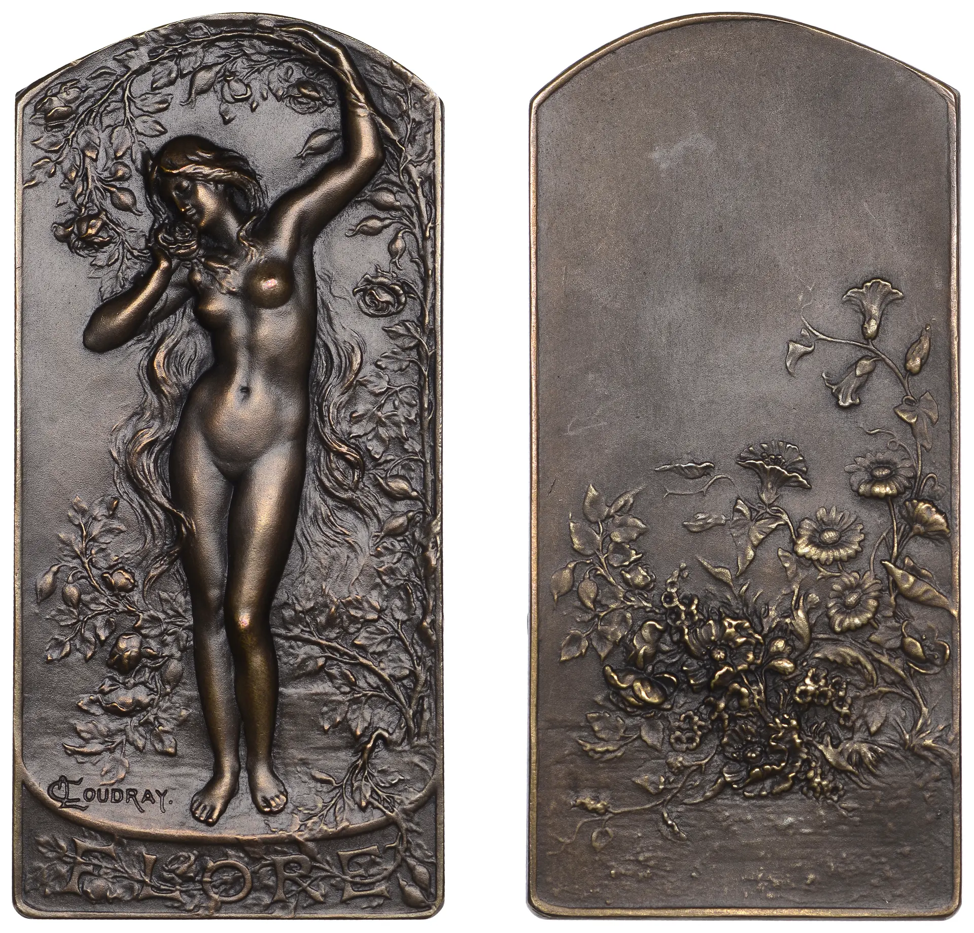FRANCE, Flore [Flora], 1905, an Art Nouveau bronze plaque by M.-A.-L.