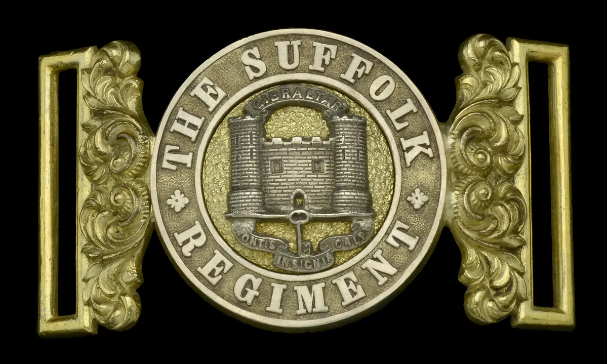 The Suffolk Regiment, Officer’s Waist Belt Clasp. A very good and