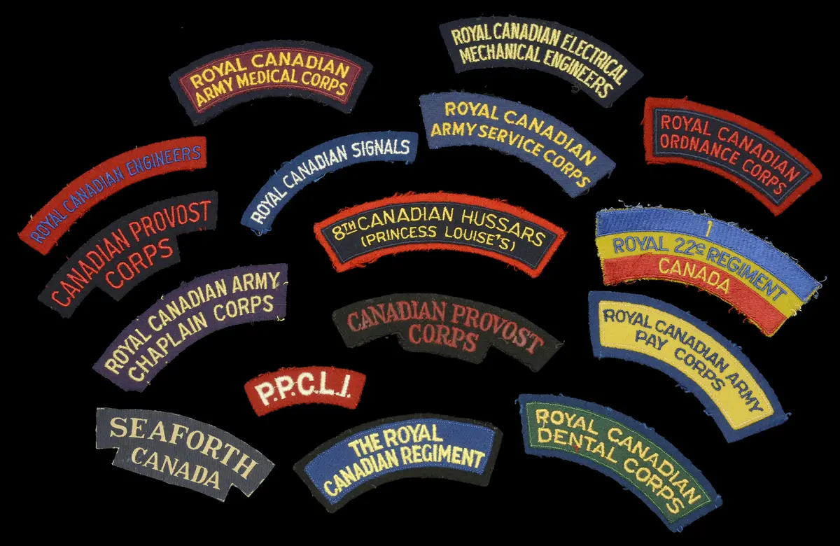 Assorted Canadian Cloth Shoulder Titles. A good selection of Second