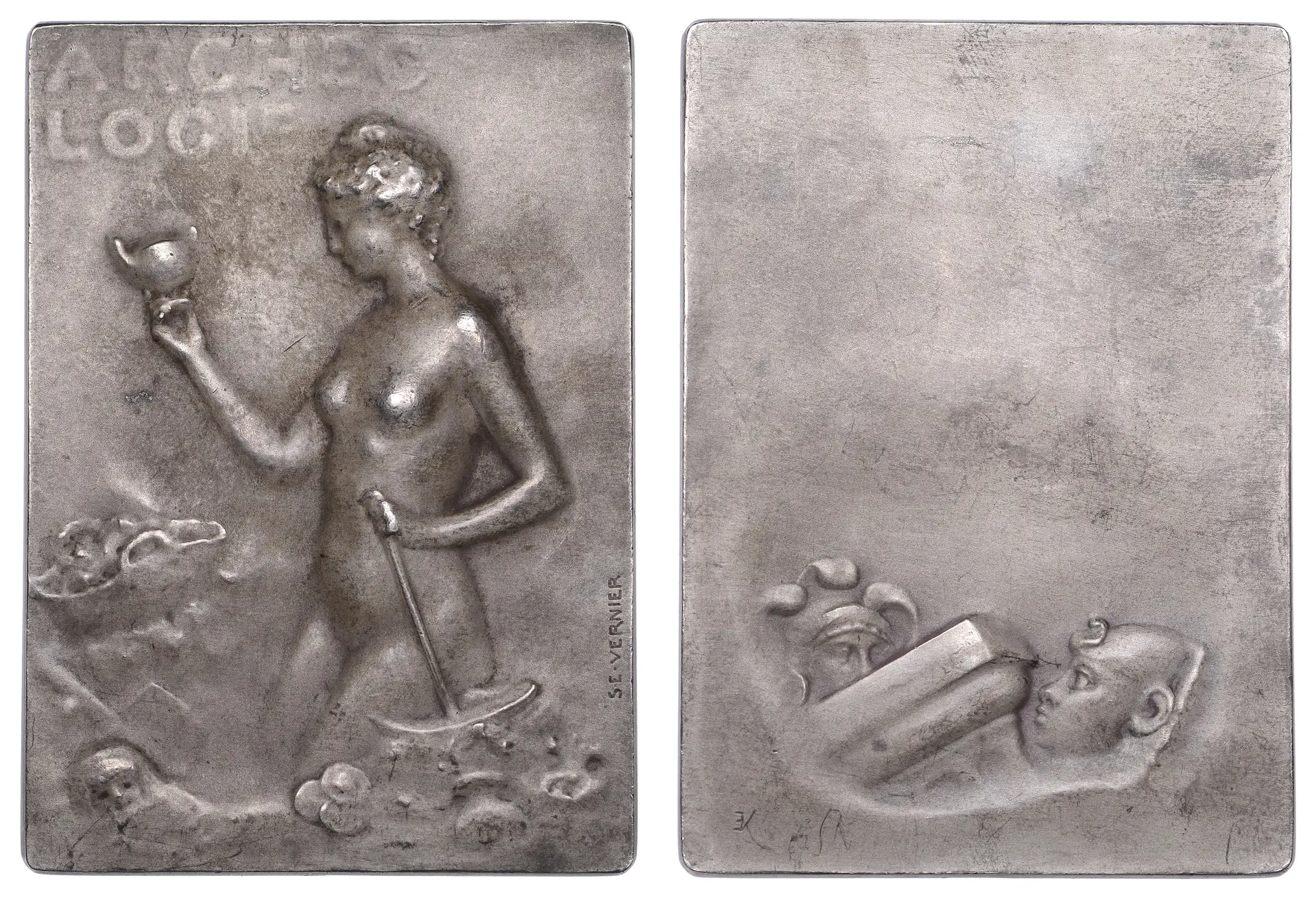 FRANCE, Archéologie, 1902, an Art Nouveau silver plaque by S.-É. Vernier