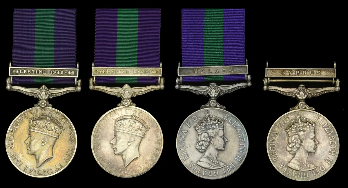 General Service 1918-62, 1 clasp (4), Palestine 1945-48 (2) (14191424