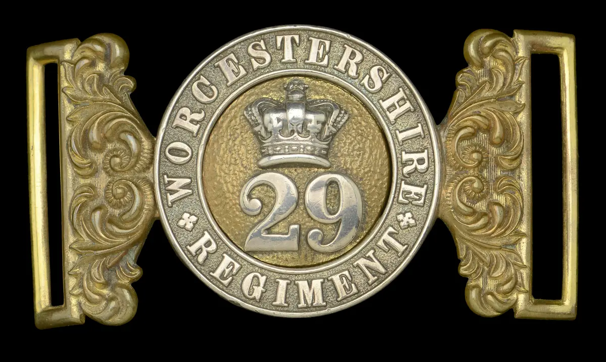 29th Regiment of Foot, Officer’s Waist Belt Clasp. A good silver and