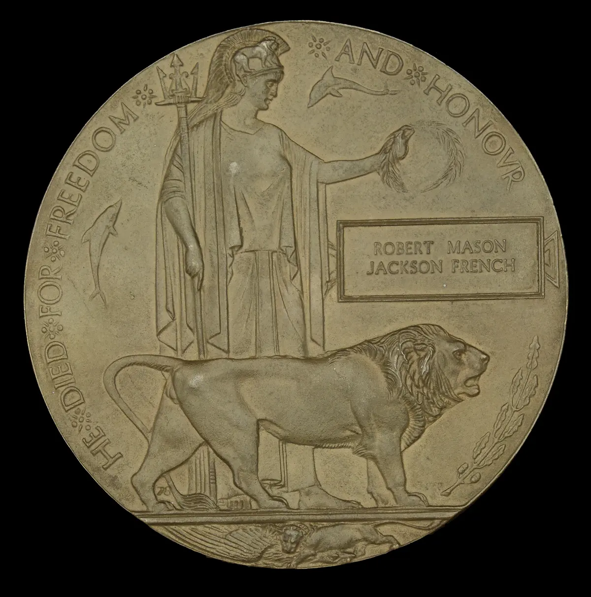 The Great War Memorial Plaque to Captain R. M. J. French, Royal Welsh