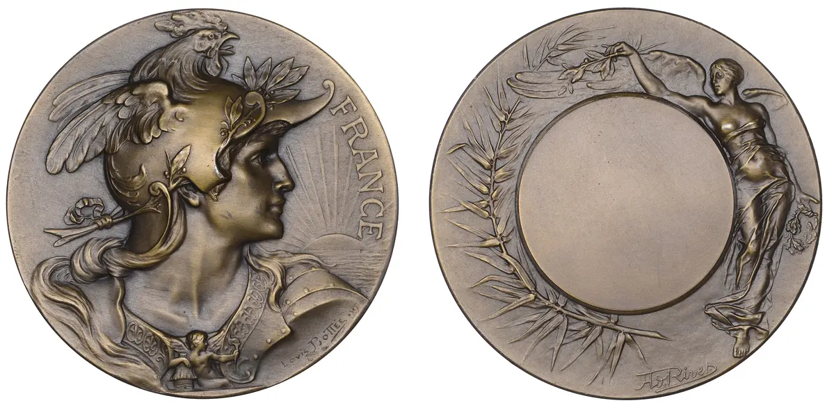 FRANCE, France, 1899, an Art Nouveau bronze award medal by L.-A. Bottée