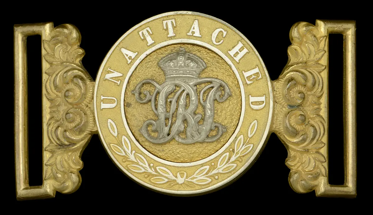 Unattached Officer’s Waist Belt Clasp. A very good silver and gilt