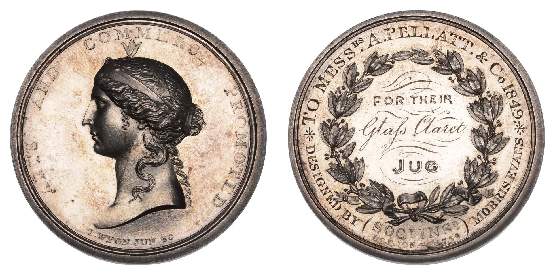 Royal Society of Arts, 1753, Isis Medal, a silver award by T. Wyon